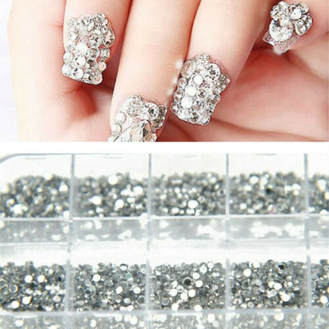 3000Pcs 1.5mm Clear Silver Rhinestones Nail Art Decoration Glitters With Case 0147 - Artlalic Nail Art Manicure Makeup Beauty Fashion