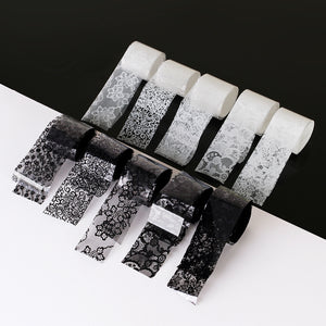 10 Rolls Black White Lace Transfer Foil Nail Art Sexy Full Wraps Stickers 1149 - Artlalic Nail Art Manicure Makeup Beauty Fashion