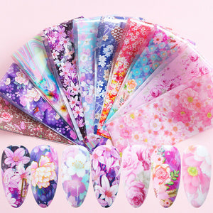 10 Flower Transfer Manicure Decor Nail Foil Nail Art Stickers Holographic Decals 2299 - Artlalic Nail Art Manicure Makeup Beauty Fashion